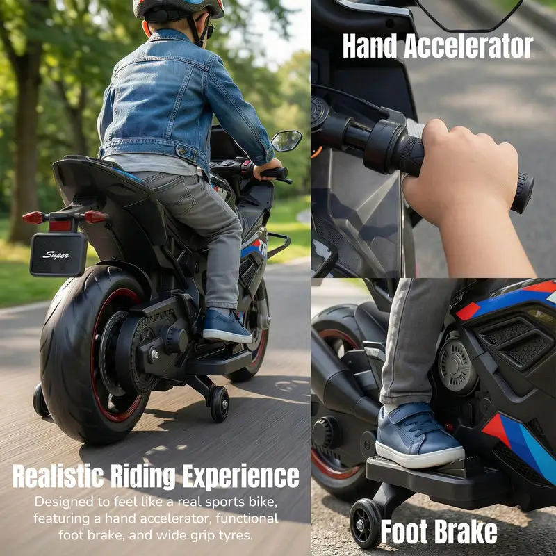 Baybee BTR Baby Battery Operated Bike for Kids with Hand Accelerator USB Bluetooth, Rechargeable Rideon Toy Bike with RGB LED Light & Music, Baby Electric Bike for Kids 3+ Years Boys Girls (Black) view 6