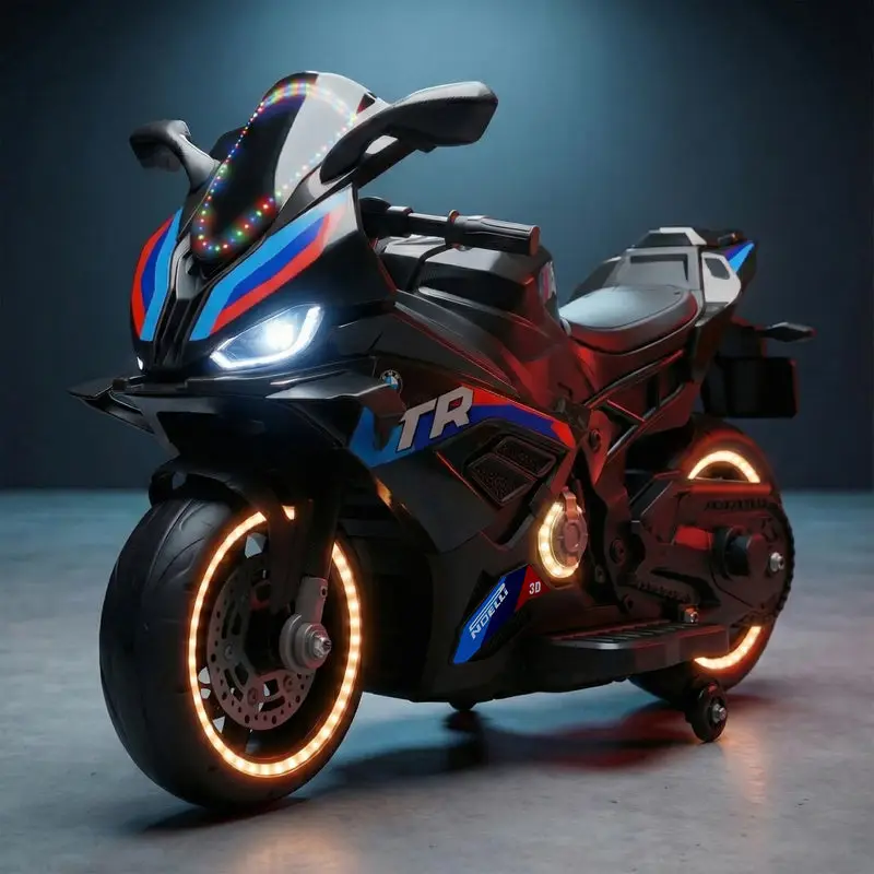 Baybee BTR Baby Battery Operated Bike for Kids with Hand Accelerator USB Bluetooth, Rechargeable Rideon Toy Bike with RGB LED Light & Music, Baby Electric Bike for Kids 3+ Years Boys Girls (Black) view 8