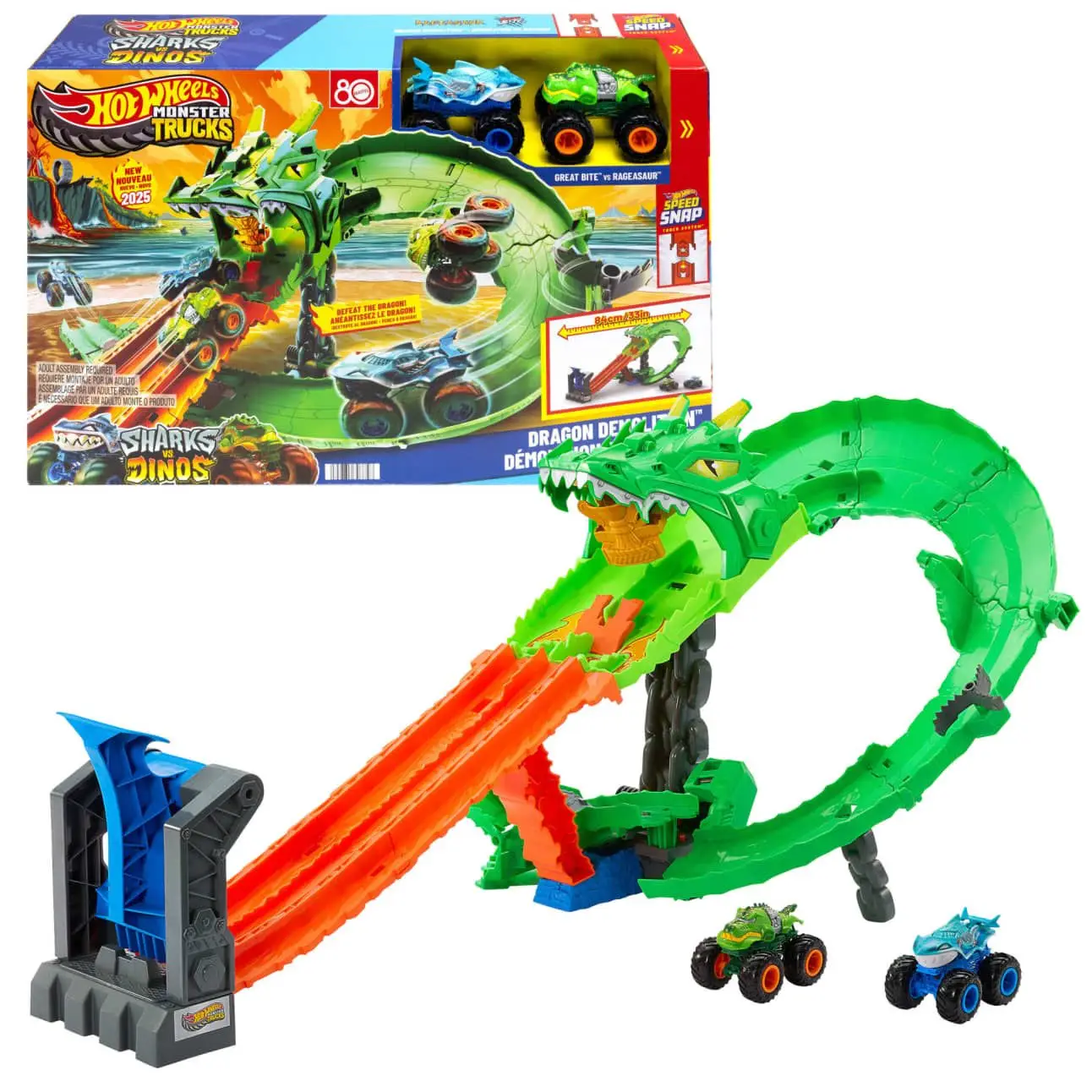 Hot Wheels Monster Trucks Dragon Duel Playset JFRO6 view 7