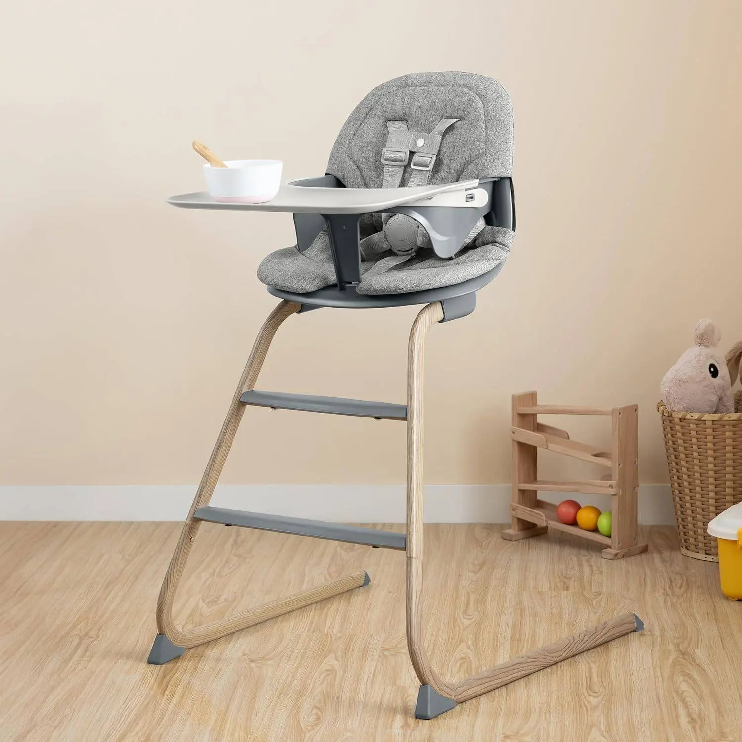 Growgether Gravity Ergonomic High Chair for Baby with 5-Point Safety Harness & Removable Food Tray | Easy to Clean with 1-Click Installation Safety Certified (6 Months-5 Years) 1 Year Warranty