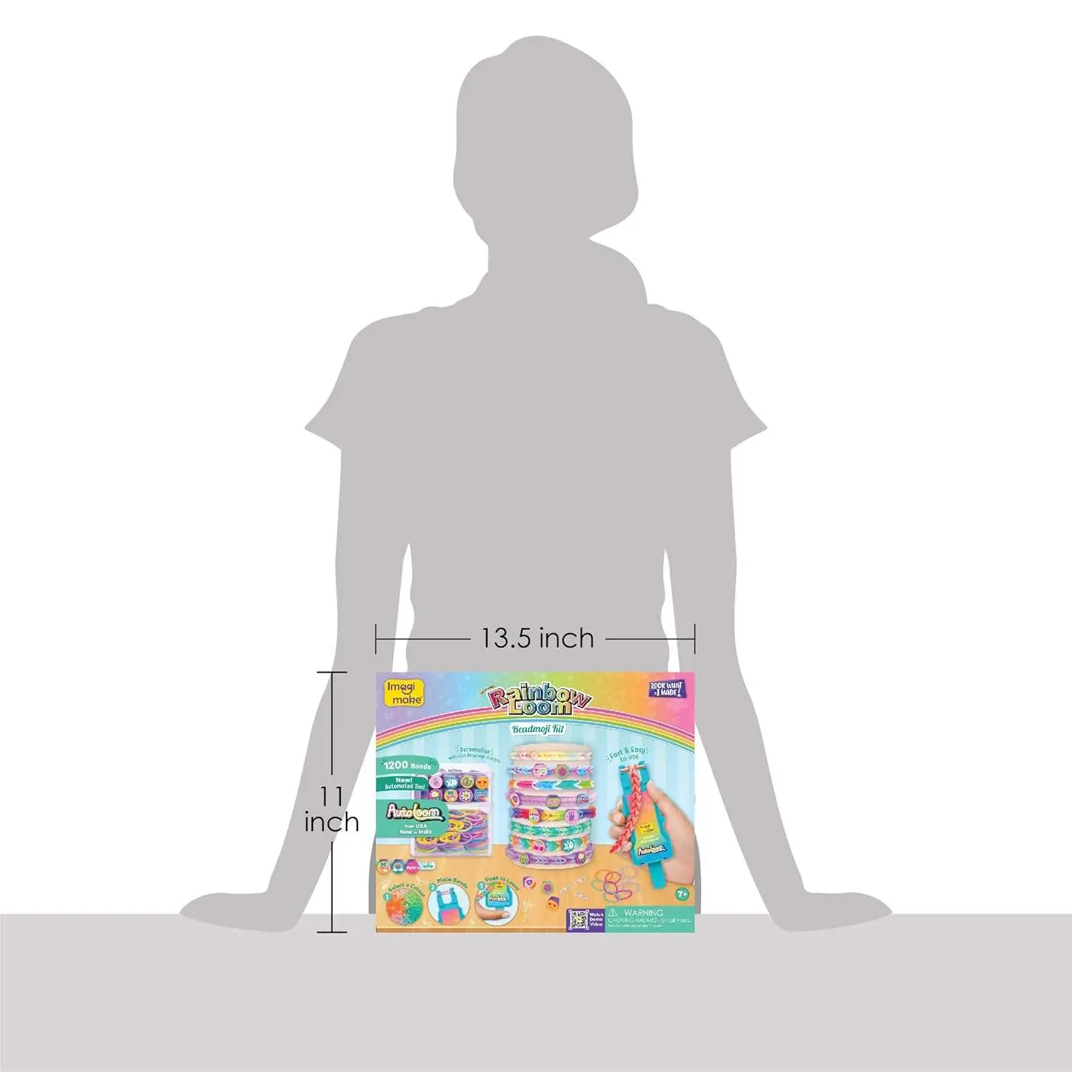 Imagimake Rainbow Loom Beadmoji Bracelet Making Kit | 1200+ Colourful Bands & Beadmoji Beads with Auto Loom Tool | DIY Art & Craft Kit | Creative Gift for Kids 7+ view 2