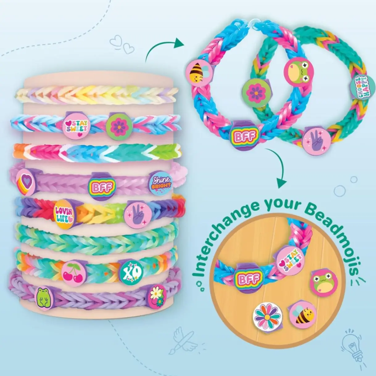 Imagimake Rainbow Loom Beadmoji Bracelet Making Kit | 1200+ Colourful Bands & Beadmoji Beads with Auto Loom Tool | DIY Art & Craft Kit | Creative Gift for Kids 7+ view 4