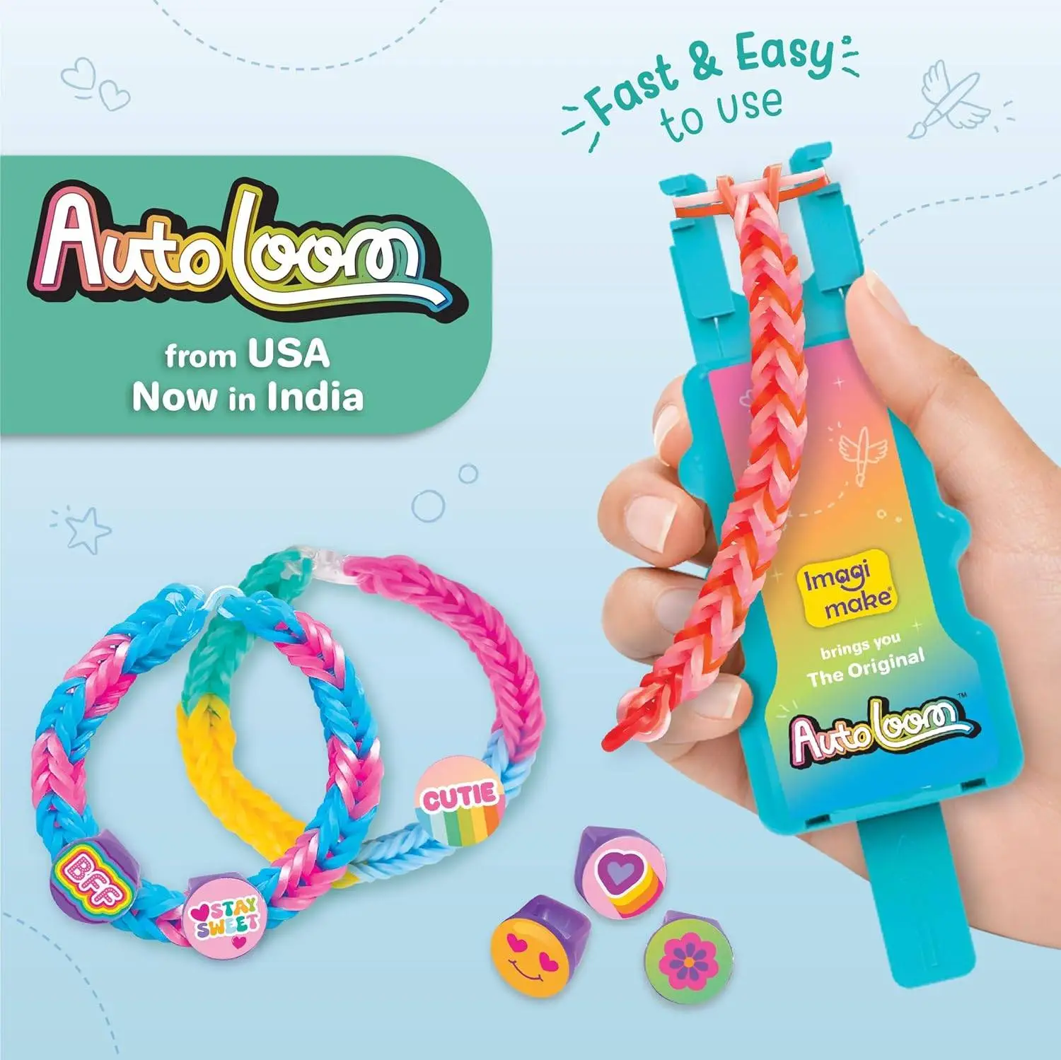 Imagimake Rainbow Loom Beadmoji Bracelet Making Kit | 1200+ Colourful Bands & Beadmoji Beads with Auto Loom Tool | DIY Art & Craft Kit | Creative Gift for Kids 7+ view 6