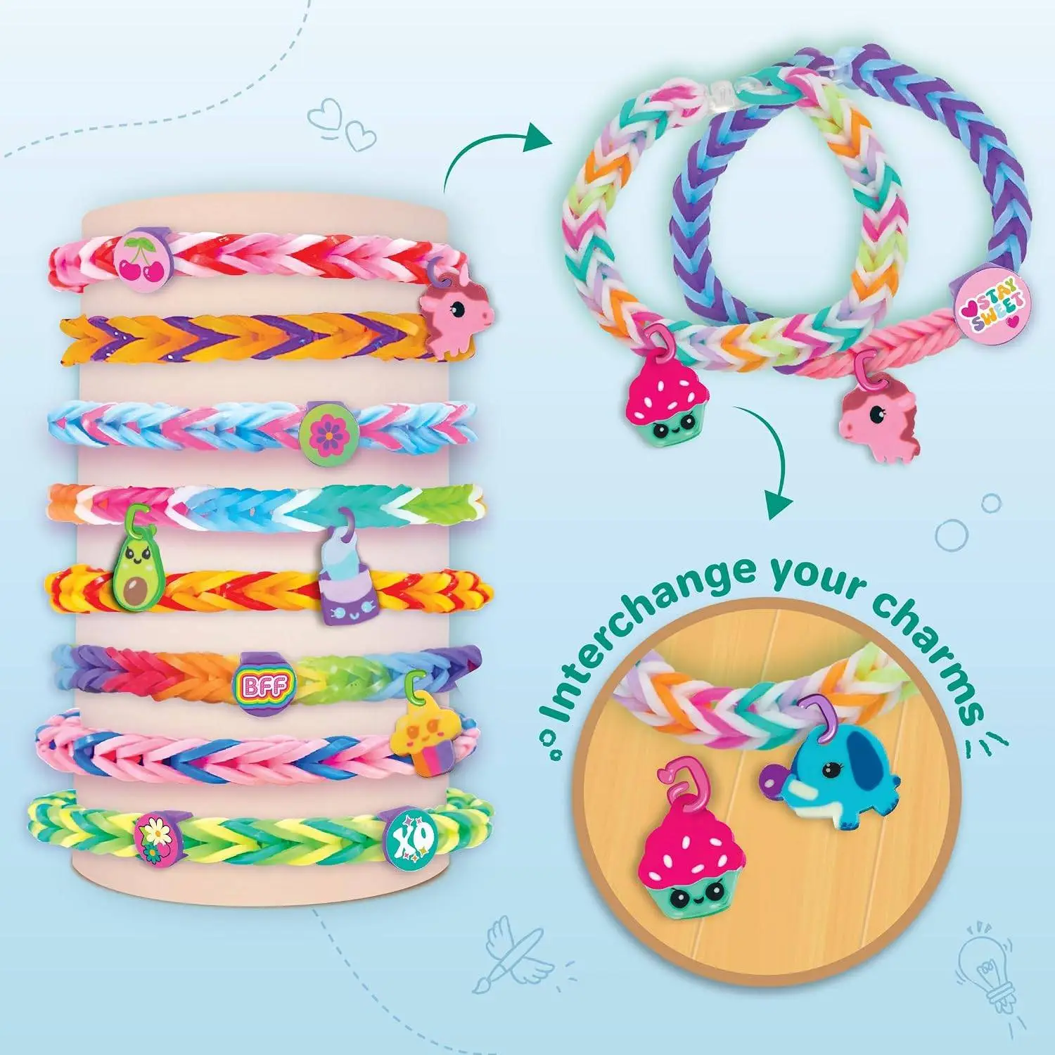 Imagimake Rainbow Loom Combo Kit | 2700+ Bands, Beads, Charms with Auto Loom Tool | DIY Art & Craft kit | Creative Gift for Girls Age 7+ view 3