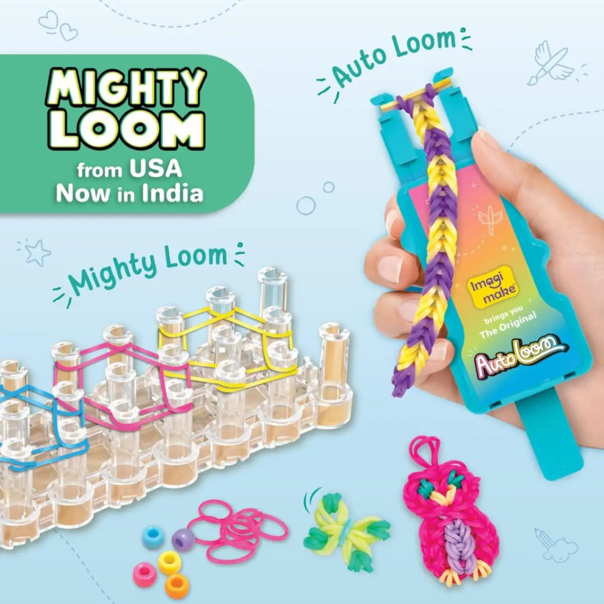Imagimake Rainbow Loom Combo Kit | 2700+ Bands, Beads, Charms with Auto Loom Tool | DIY Art & Craft kit | Creative Gift for Girls Age 7+ view 9
