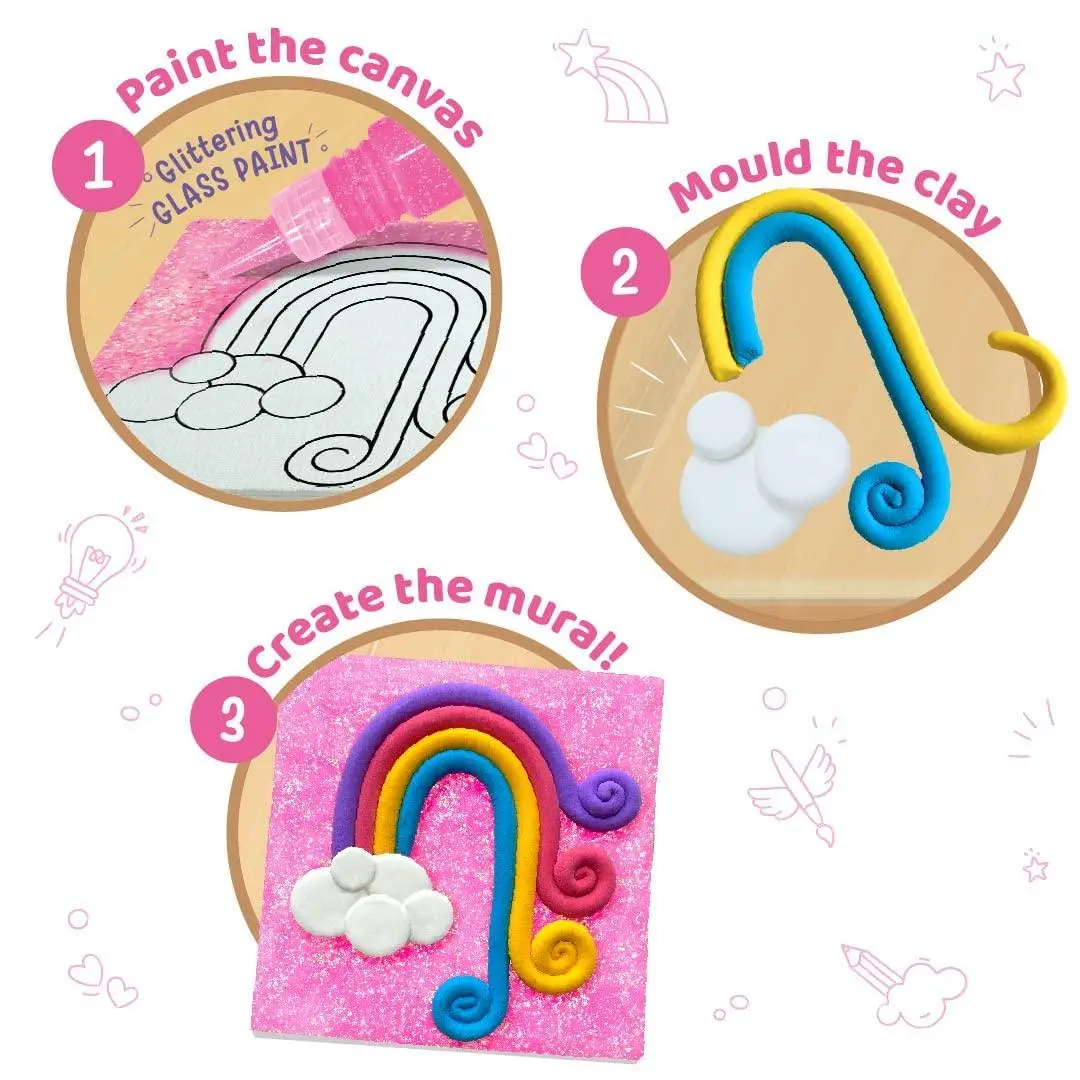Imagimake Clay Murals - Unicorn - Modelling Clay & Glass Paint - 5 Designs - Art & Craft Kit - Age 5 Years+, Multicolor view 2