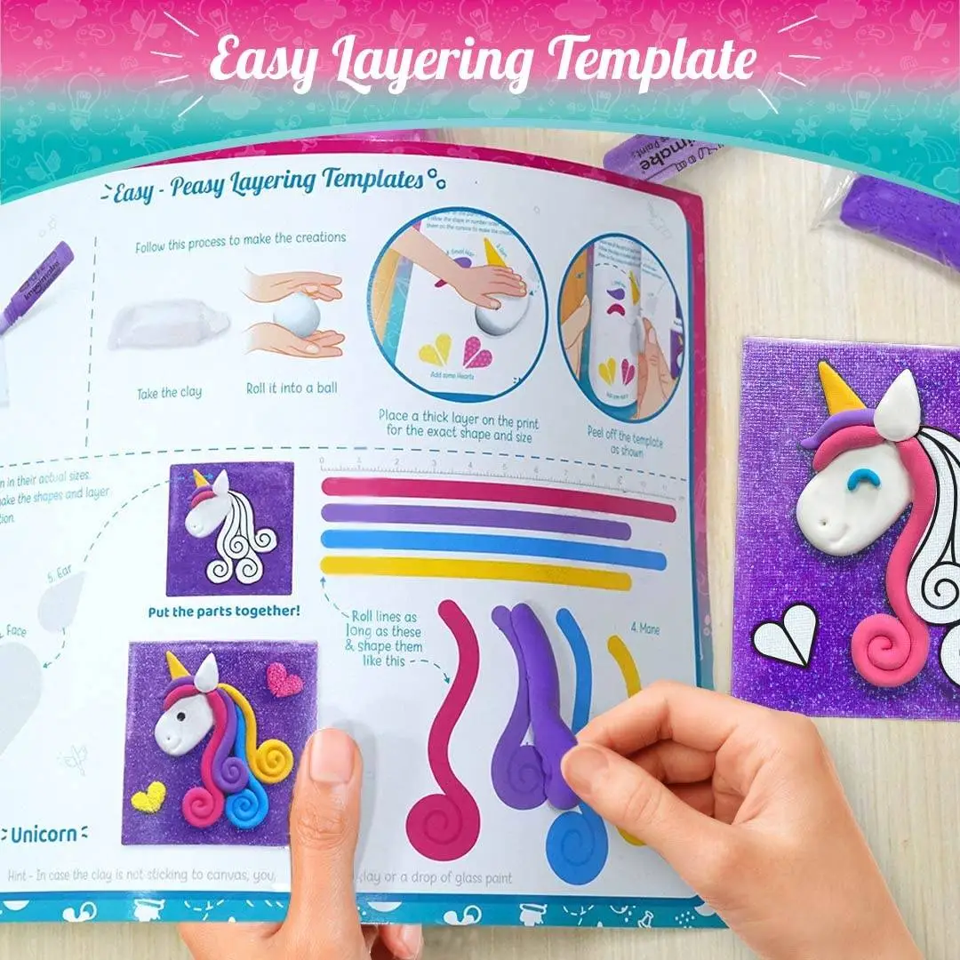 Imagimake Clay Murals - Unicorn - Modelling Clay & Glass Paint - 5 Designs - Art & Craft Kit - Age 5 Years+, Multicolor view 4