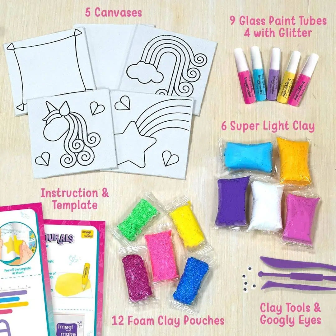 Imagimake Clay Murals - Unicorn - Modelling Clay & Glass Paint - 5 Designs - Art & Craft Kit - Age 5 Years+, Multicolor view 6