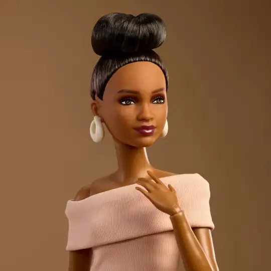Barbie Basics Collectible Doll, Model 08 With Brunette Hair In Tan Dress & Strappy Heels view 2