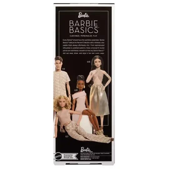 Barbie Basics Collectible Doll, Model 08 With Brunette Hair In Tan Dress & Strappy Heels view 5