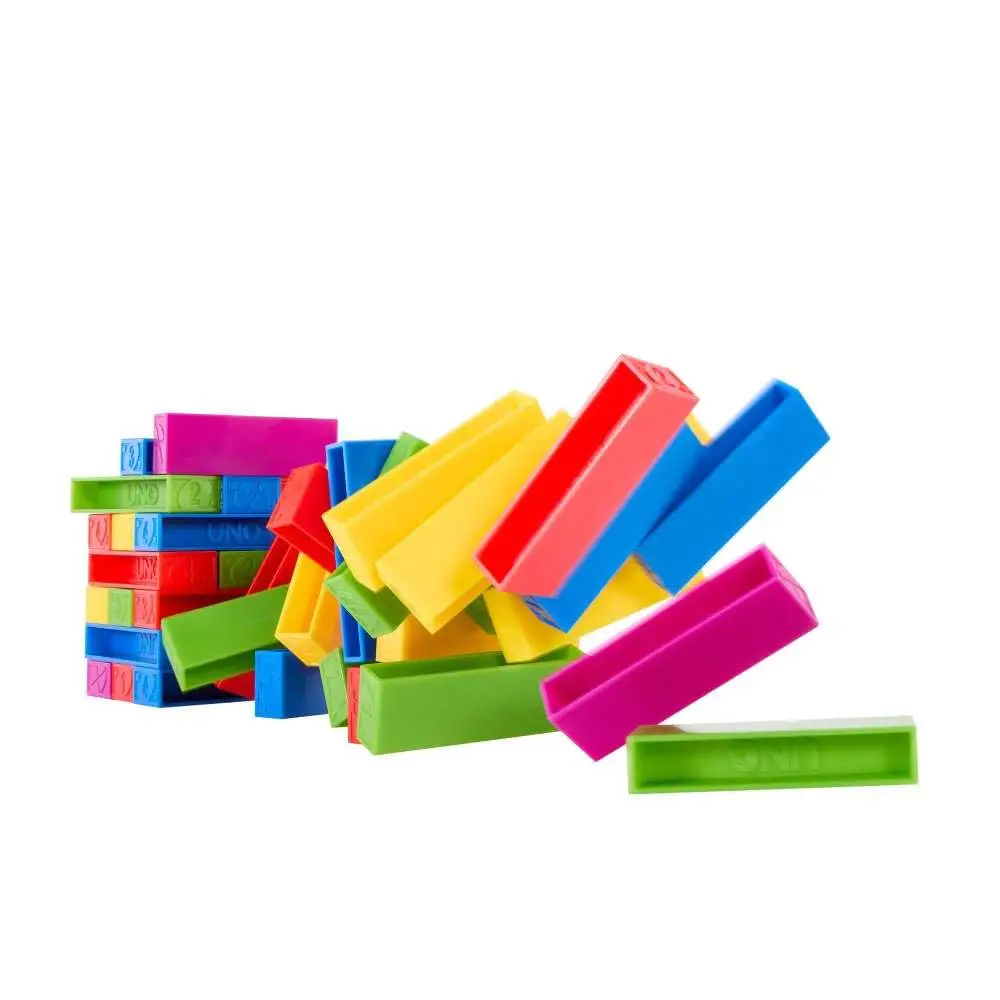 Mattel Games UNO Stacko Game for Kids & Family with 45 Colored Stacking Blocks & Loading Tray, Build & Play, Game Nights & Parties view 2