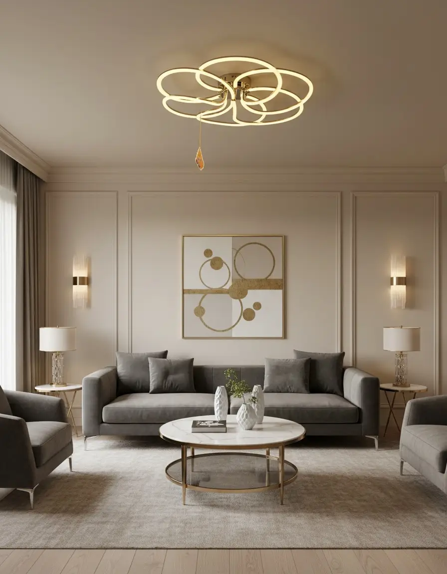 Elegant Gold LED Chandelier - 6596