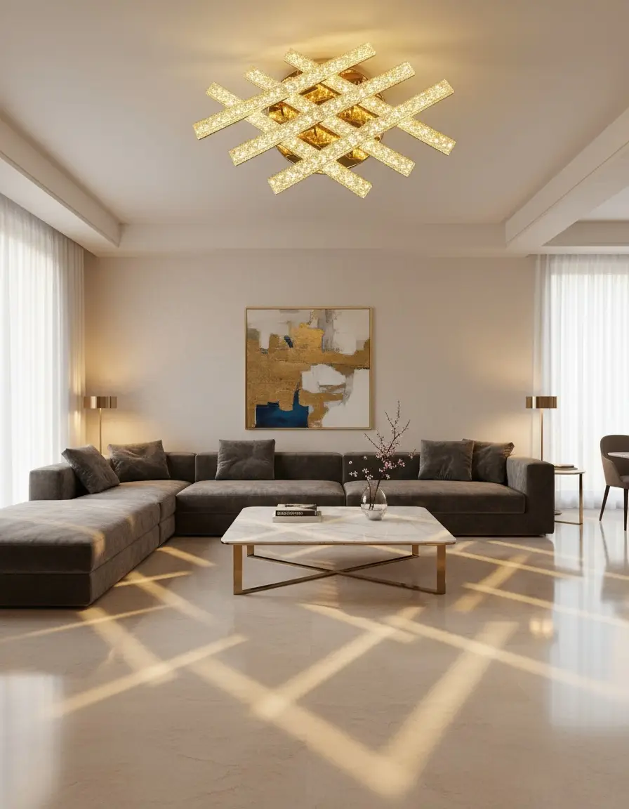 Golden Grid Ceiling Light - 6057