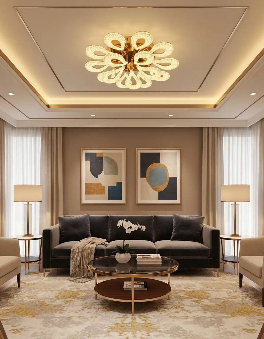 Golden Flower Ceiling Light - 6035-10+5