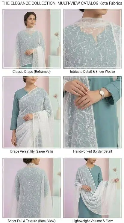Elegant White Hand Embroidered Chikankari Dupatta – Lightweight Designer Ethnic Scarf view 2