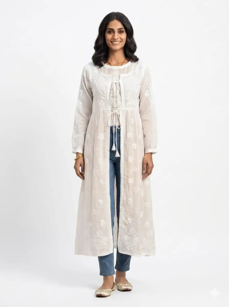 LCF Women's soft cotton Shrug with Ghass Patti Work