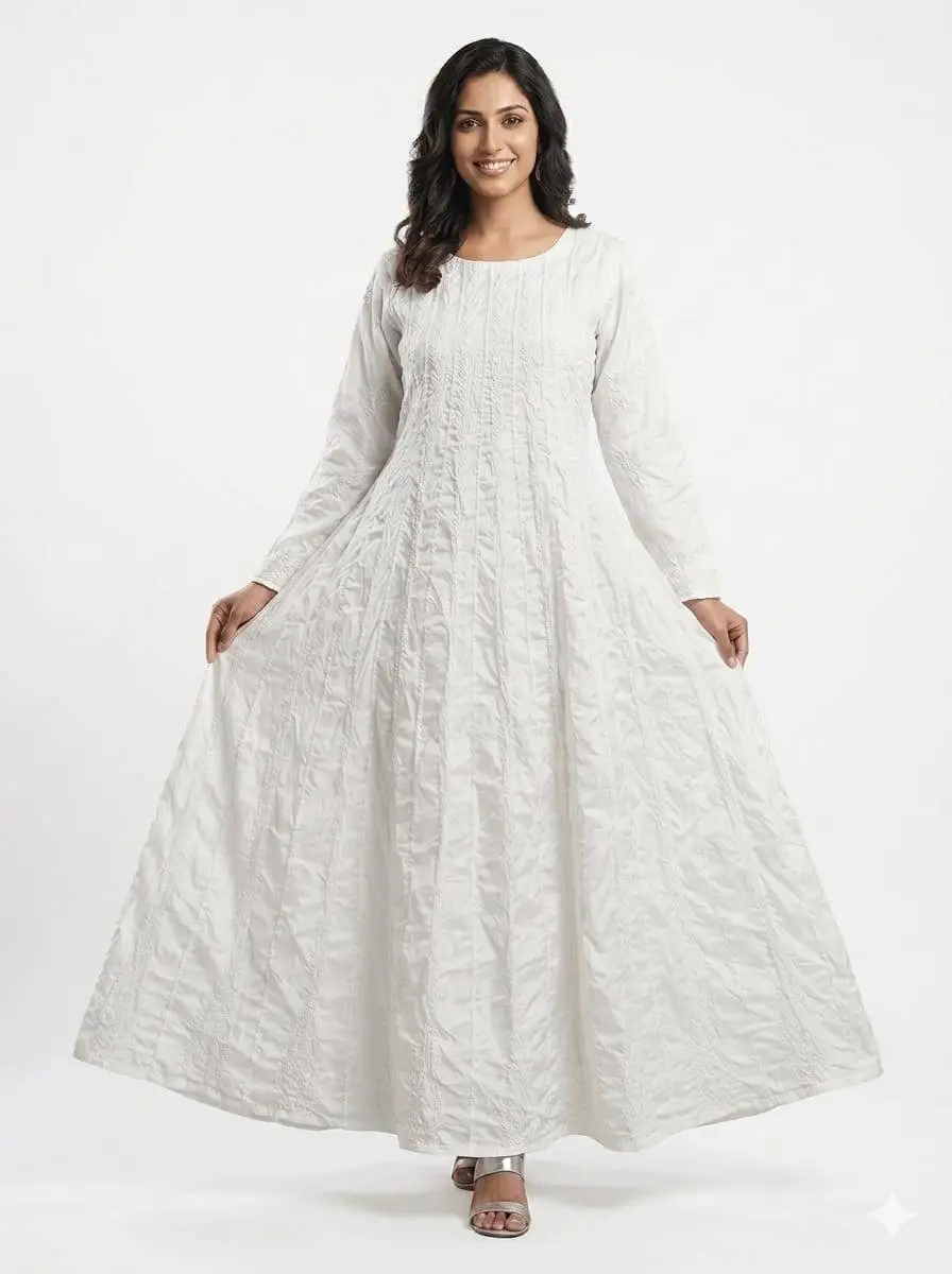 LCF CHIKAN EMBROIDERED Semi stitched Anarkali