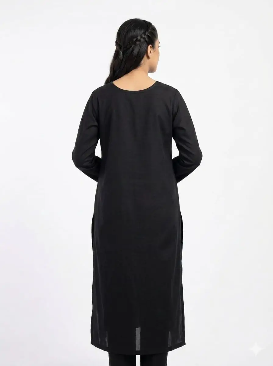 LCF CHIKAN EMBROIDERED KURTI - BLACK view 3