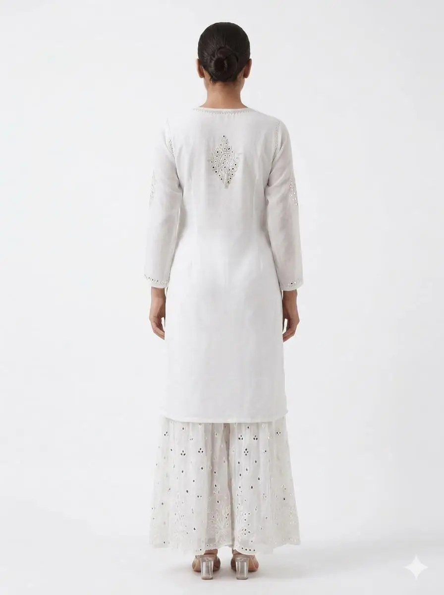 LCF CHIKAN EMBROIDERED SHARARA SET WITH DUPATTA view 2
