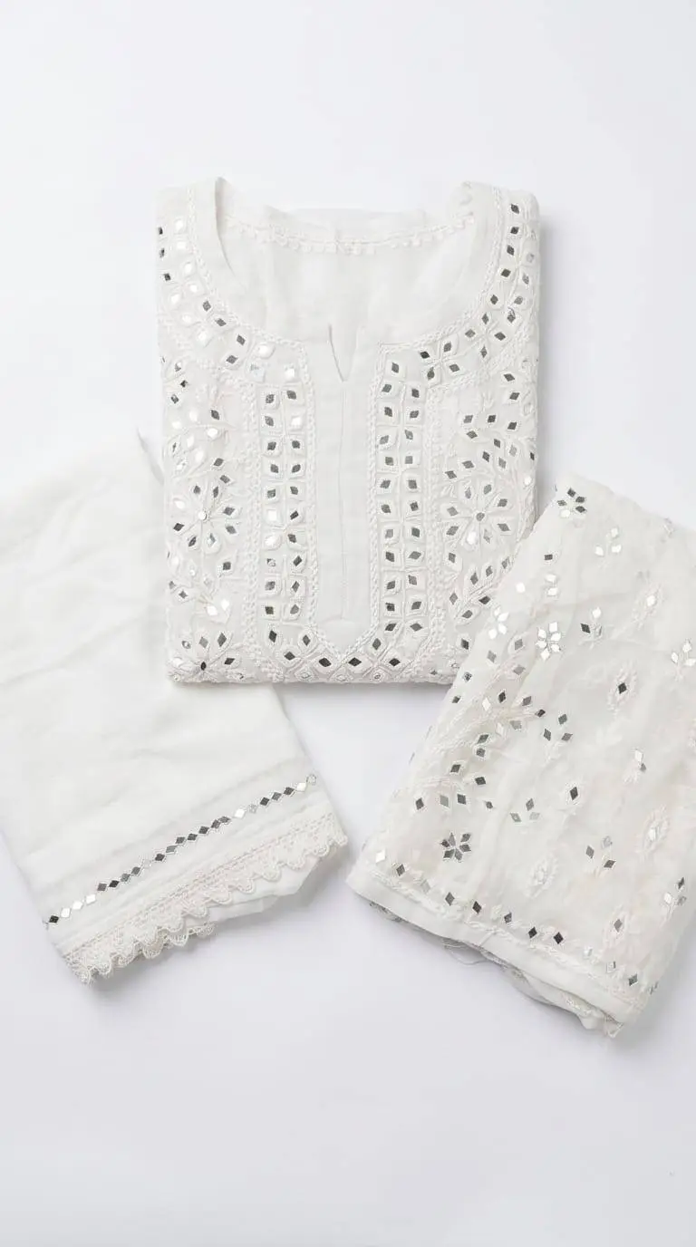 LCF CHIKAN EMBROIDERED SHARARA SET WITH DUPATTA view 5
