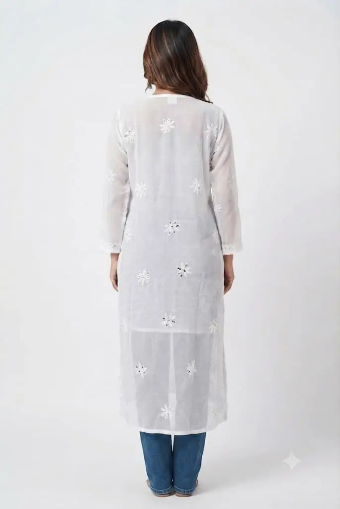LCF Chikan Embroidered Kurta view 3