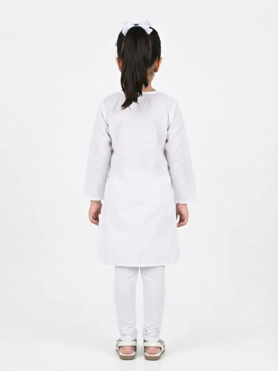 LCF Kid's Khadi Cotton White kurti set view 2