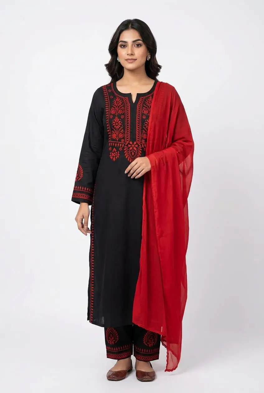 Chikan Kurta Set by Lucknow Chikan Factory