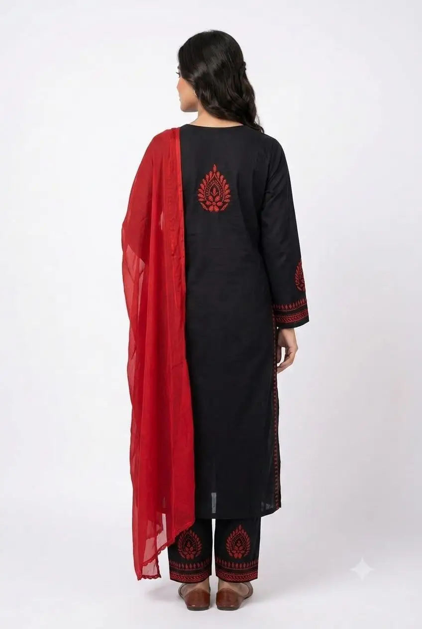 Chikan Kurta Set by Lucknow Chikan Factory view 3