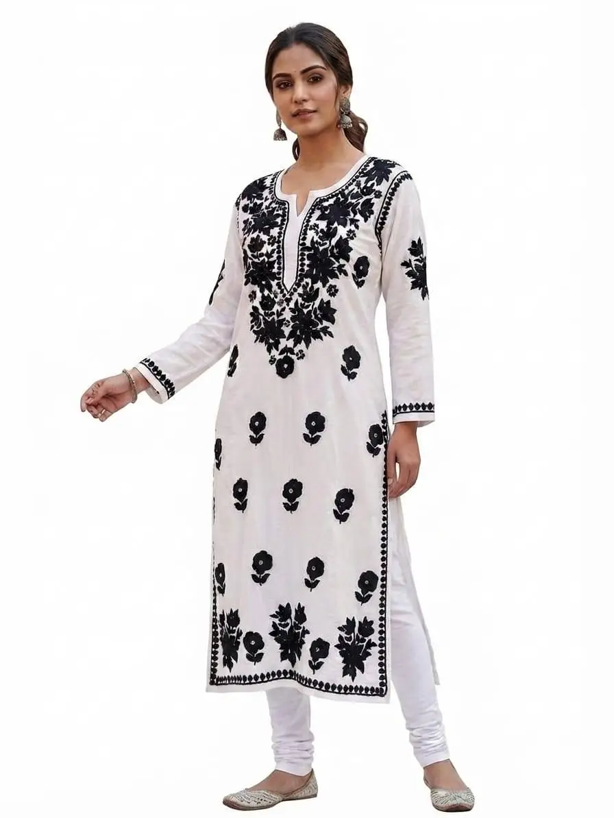 LCF CHIKAN EMBROIDERED KURTI