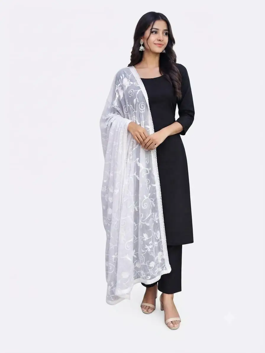 LCF CHIKAN ARRI WORK DUPATTA -WHITE view 2