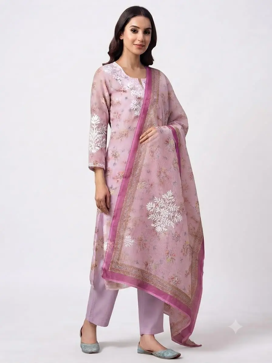 UNSTITCHED KOTA PRINTED DRESS MARTERIAL (KURTA & DUPPATA) - PINK