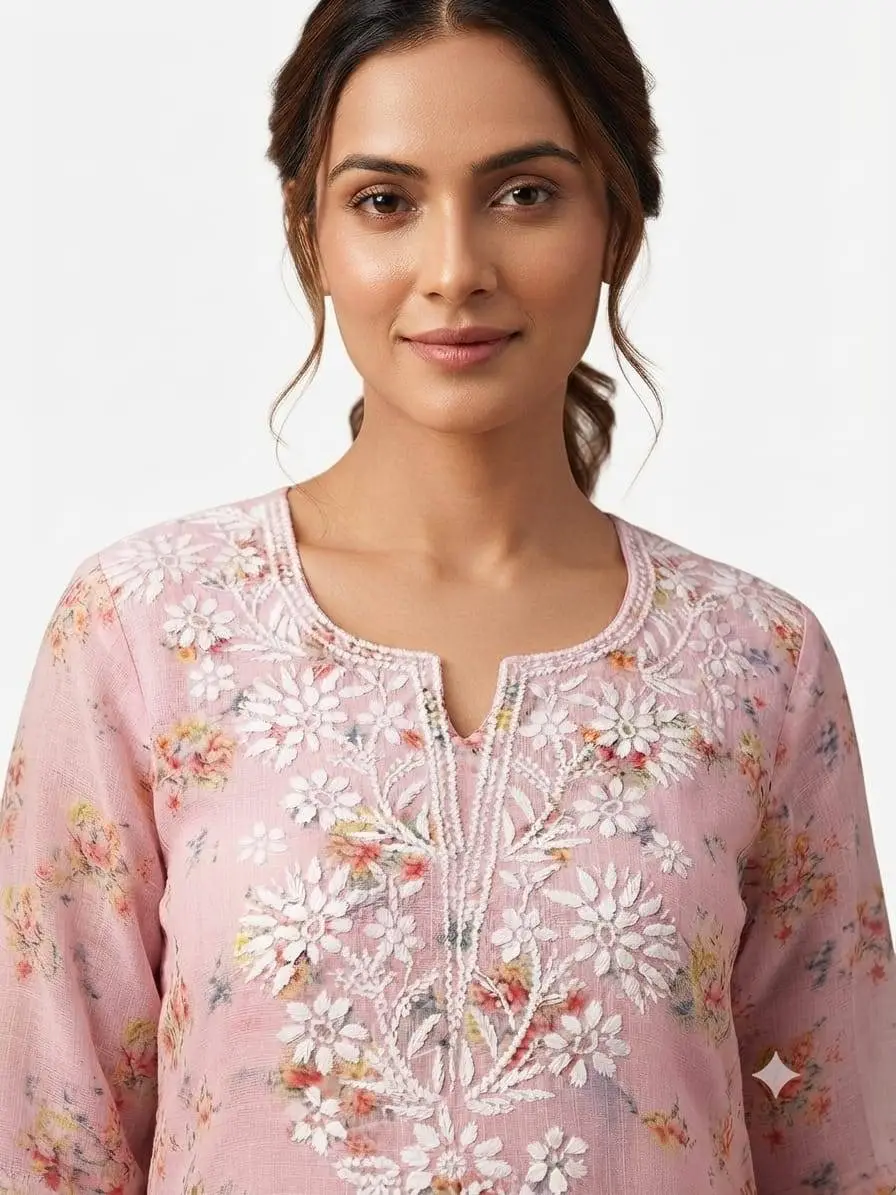 UNSTITCHED KOTA PRINTED DRESS MARTERIAL (KURTA & DUPPATA) - PINK view 2