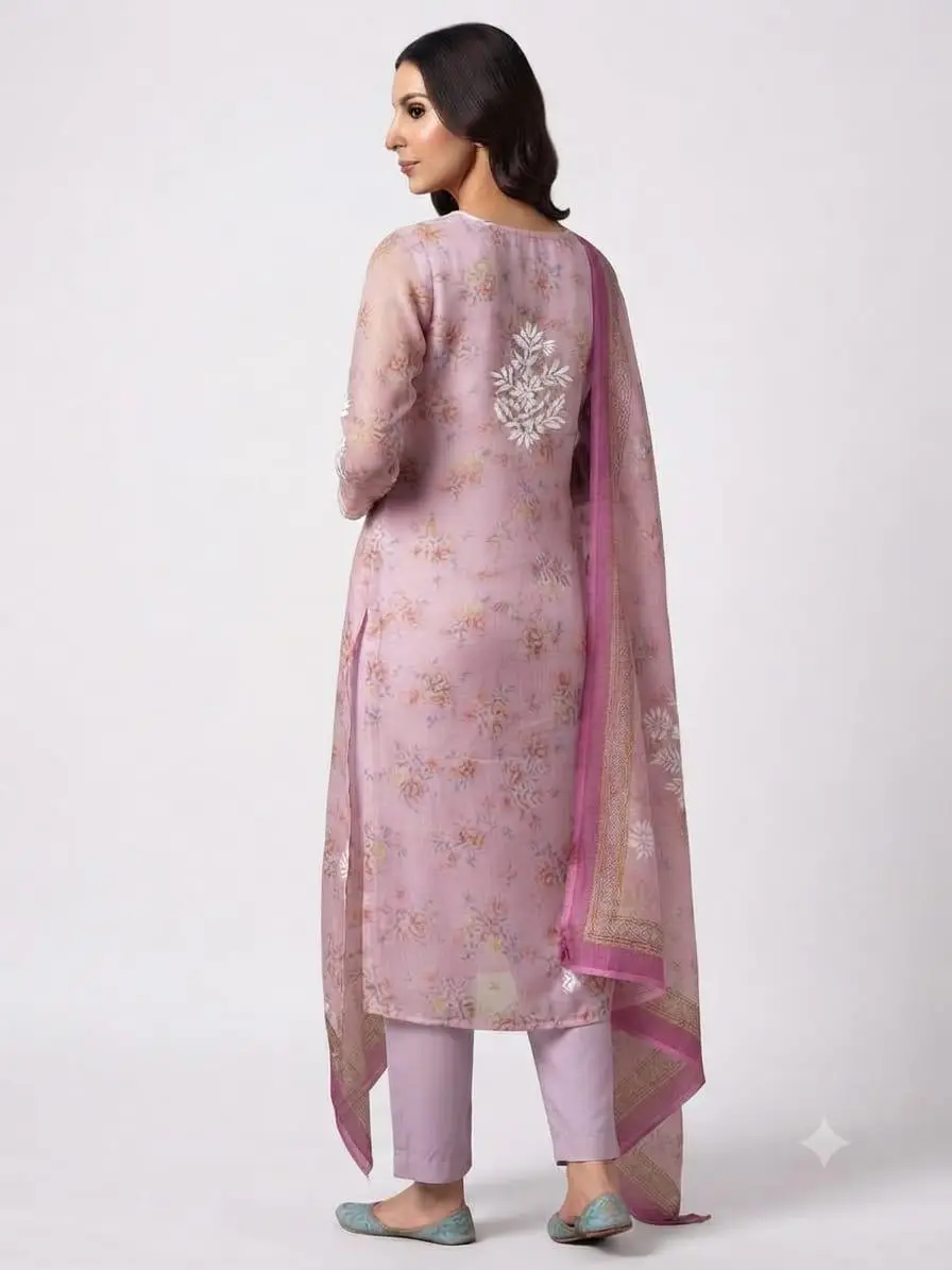 UNSTITCHED KOTA PRINTED DRESS MARTERIAL (KURTA & DUPPATA) - PINK view 4