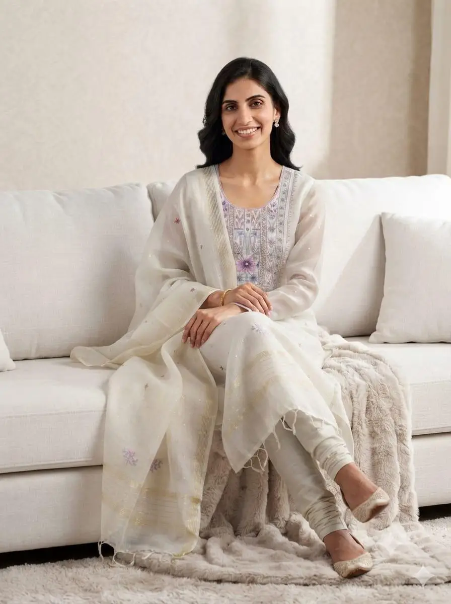 LCF CHIKAN EMBROIDERY UNSTITCHED MAL COTTON DRESSS MATERIAL (KURTA & DUPATTA) - DESIGN 1 view 3