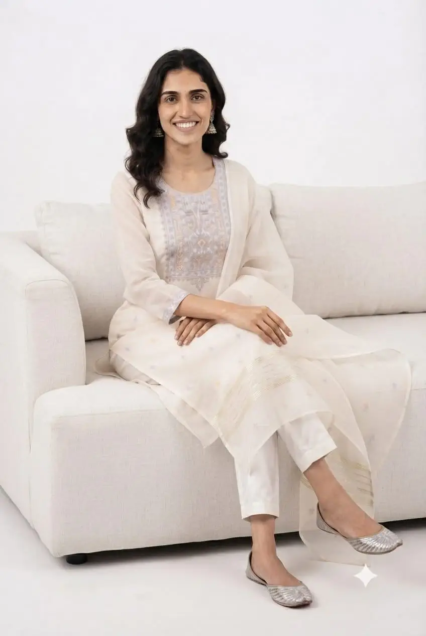 LCF CHIKAN EMBROIDERY UNSTITCHED MAL COTTON DRESSS MATERIAL (KURTA & DUPATTA) - DESIGN 3 view 4