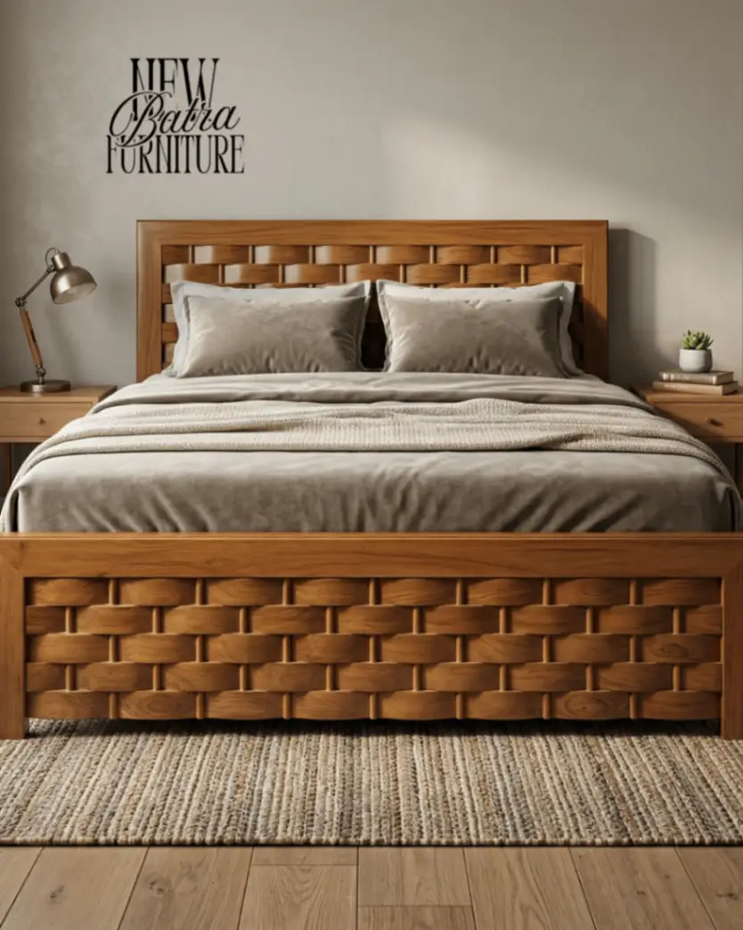 Heritage Weave Solid Wood Double Bed