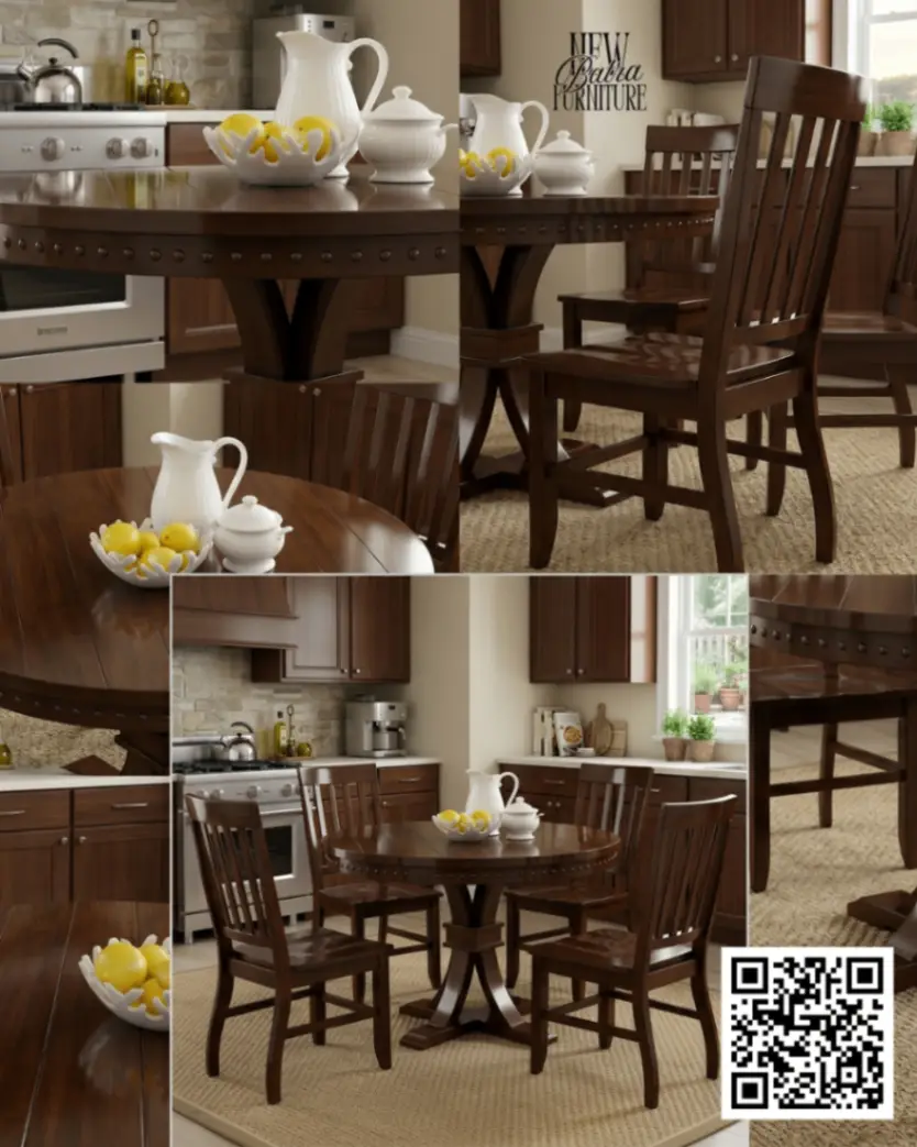 Circle Round Solid Wood Dining Table Classic Contemporary Dining Table with Sculptural Wooden view 2