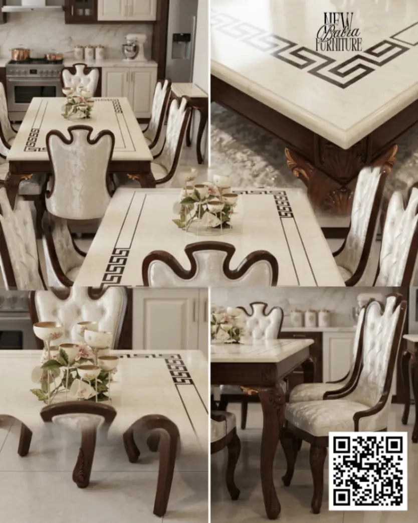 6 Seater teek Top Wooden Dining Table view 2