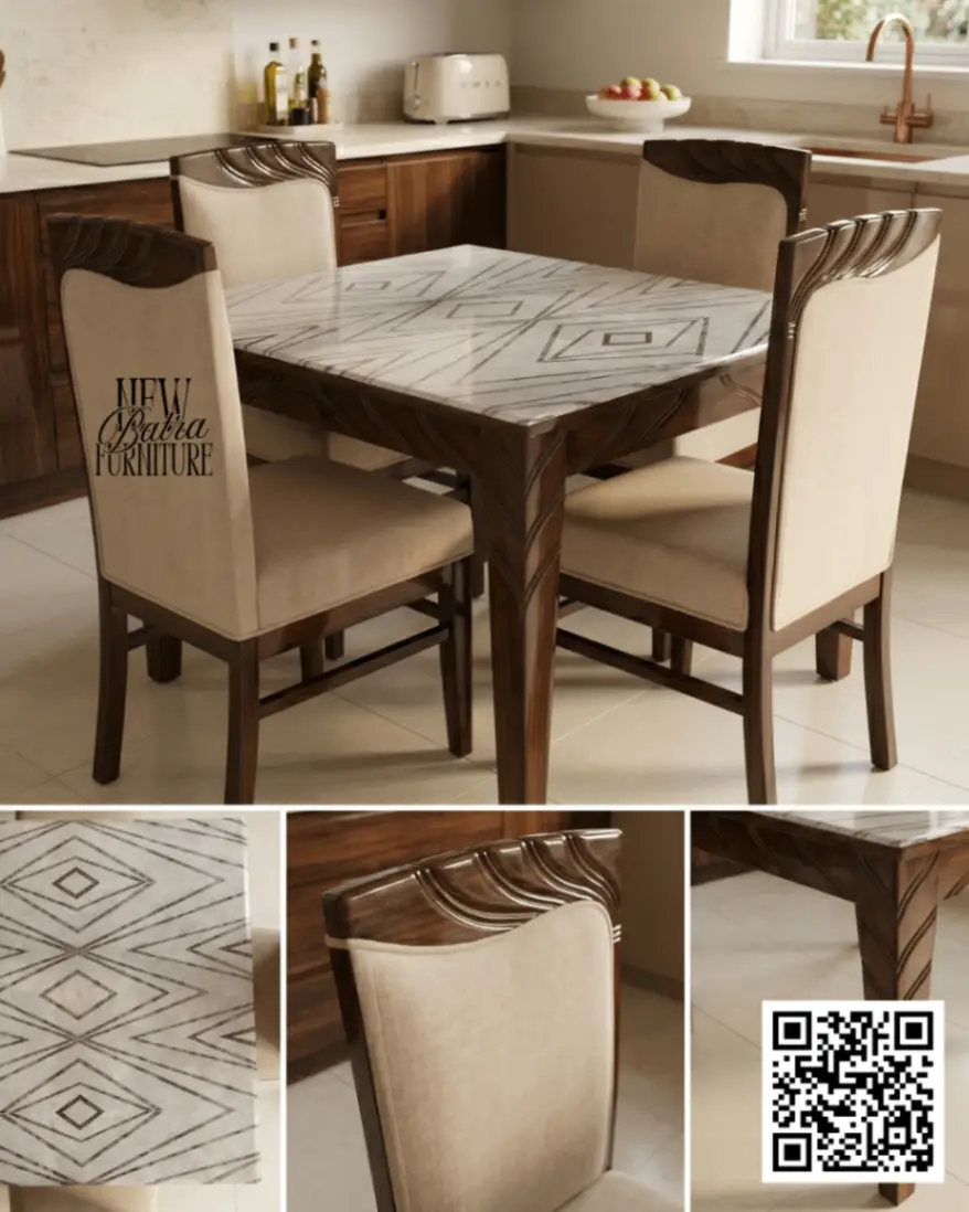 Royaloak Milan Italian Marble Dining Table Set view 2