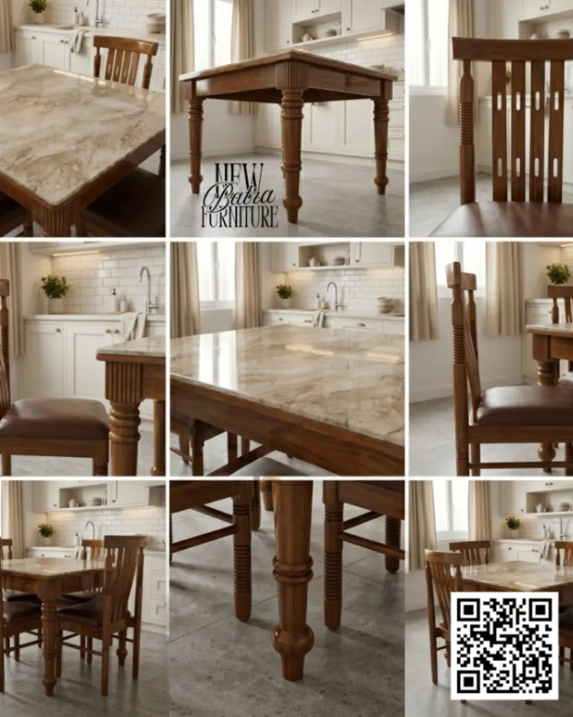 WOODEN DINING TABLE 4 CHAIR wooden solid dining set view 2