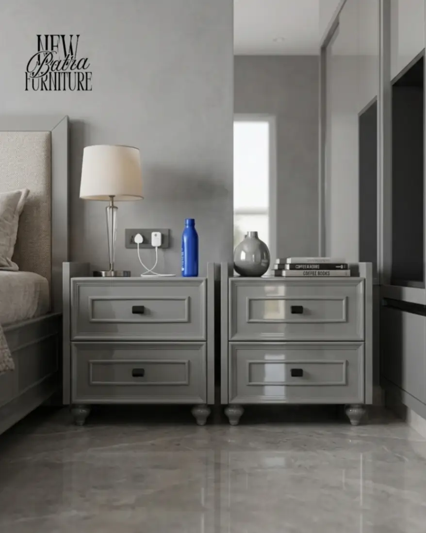 Elegant Gray Nightstand - New Batra Furniture