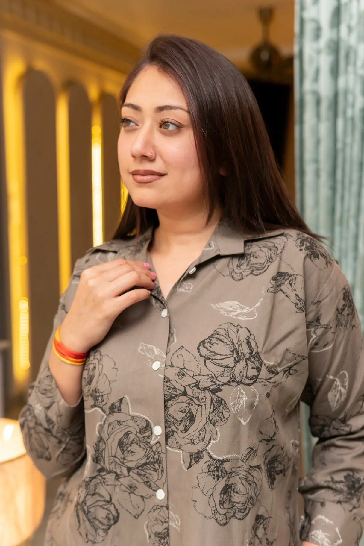 Floral Print Button-Up Shirt
