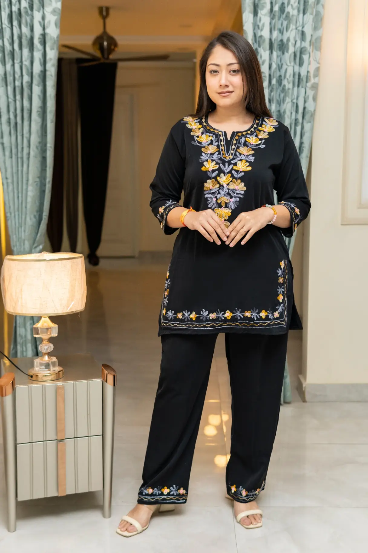 Kashmiri Work Black Cord Sets 