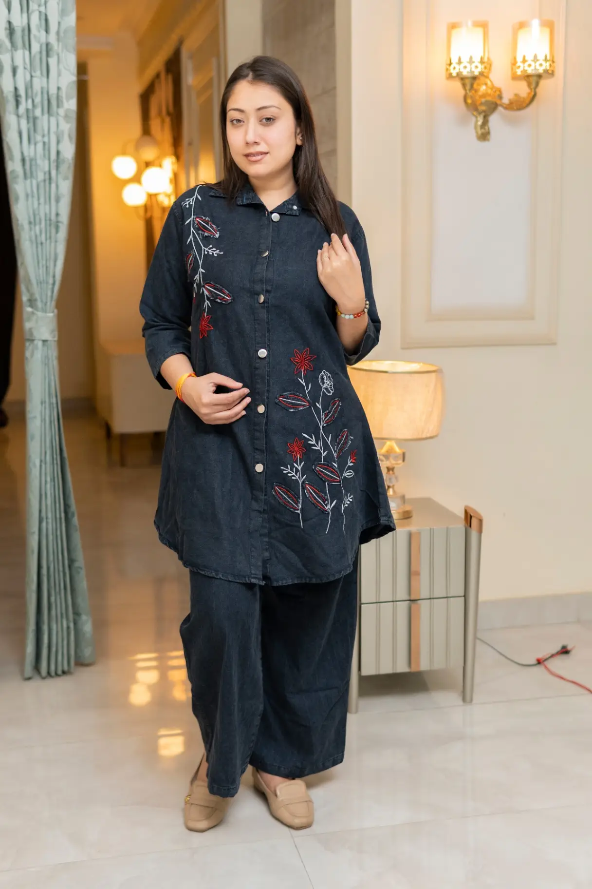 Black Denim with Work Cord-Set