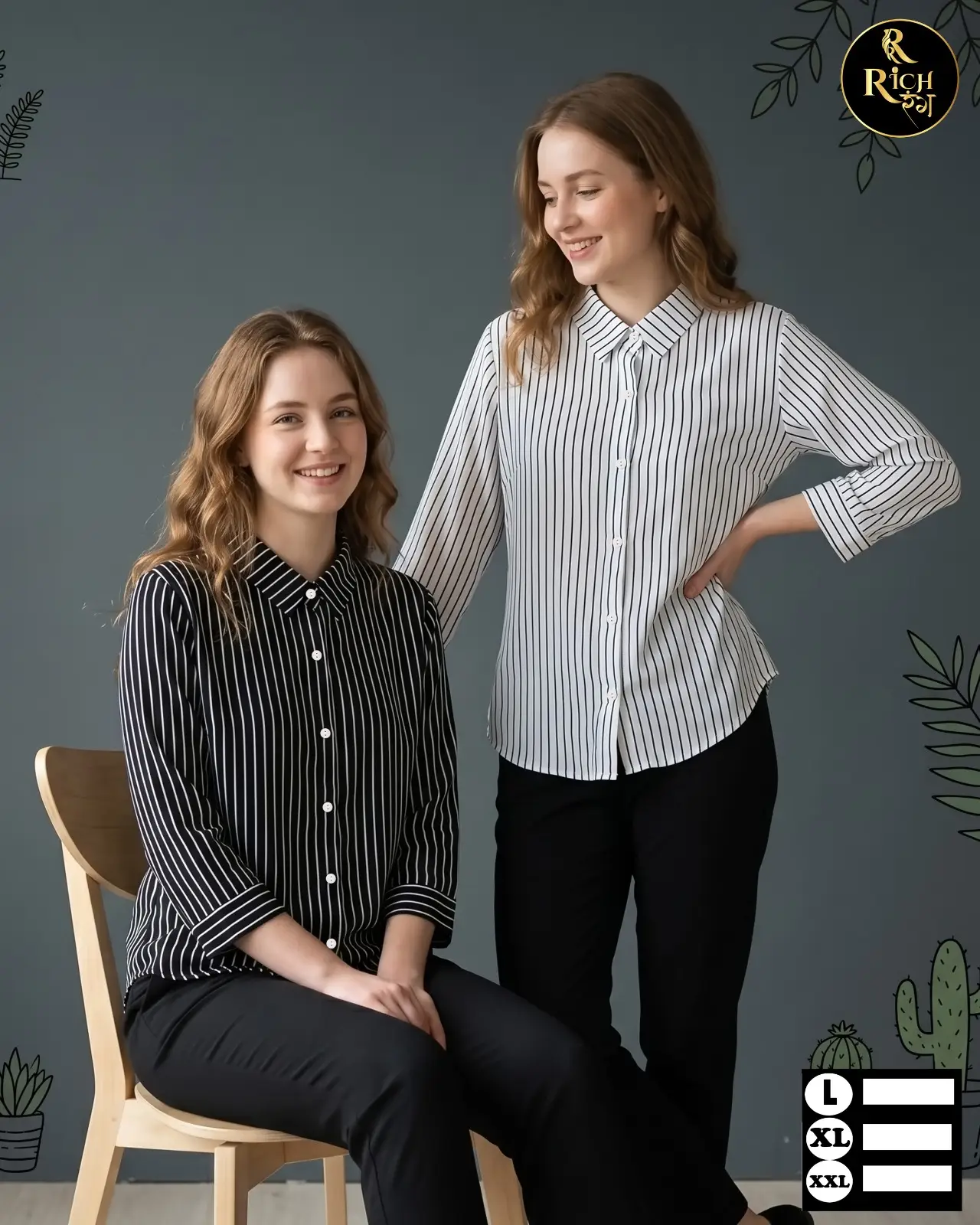 Monochrome Vertical Stripe Button-Down Shirt