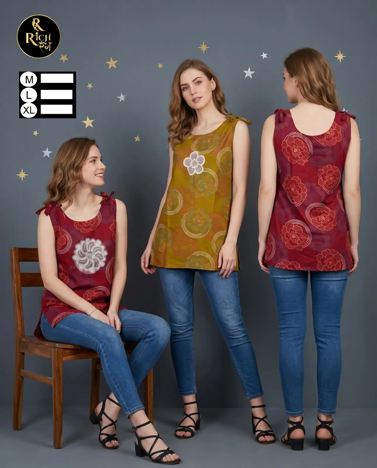 Stella Floral Shoulder-Knot Ethnic Kurtis