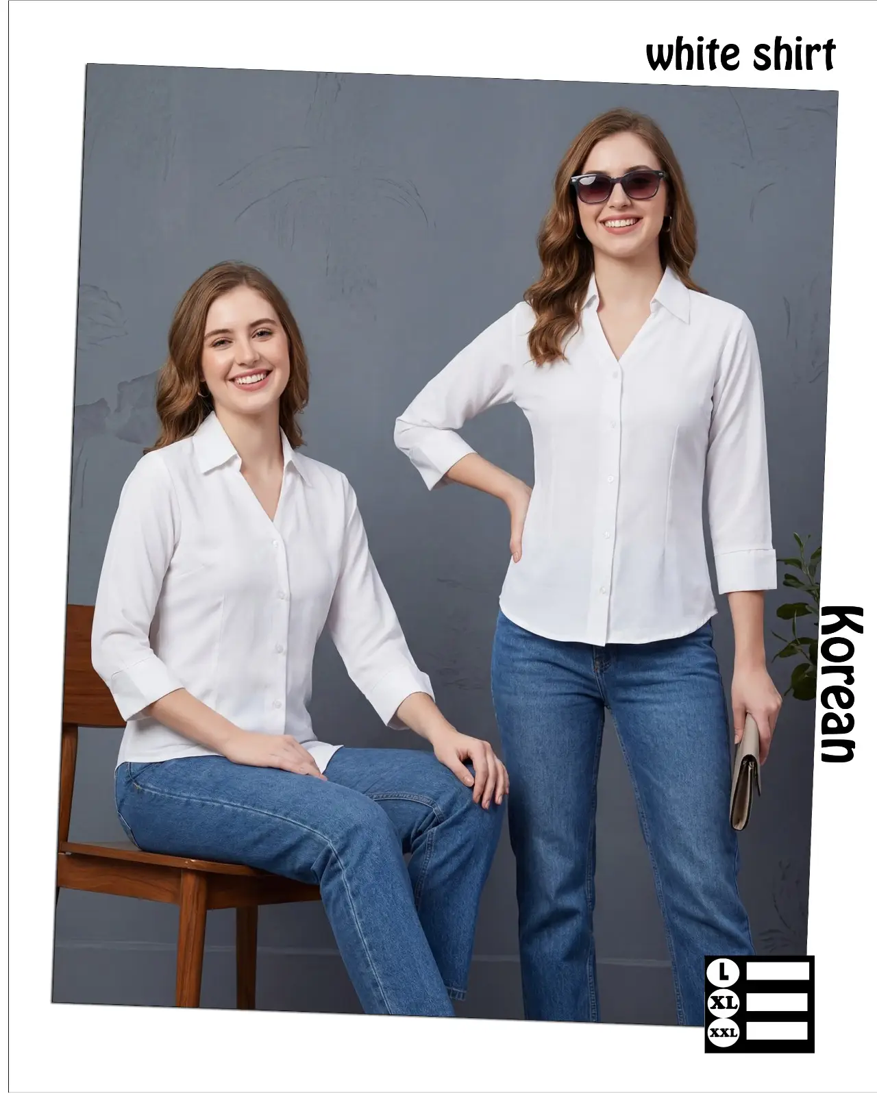 Smart Casual V-Neck Collared White Shirt