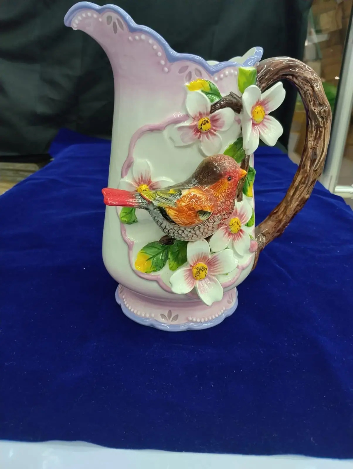 Floral Bird Pitcher view 2