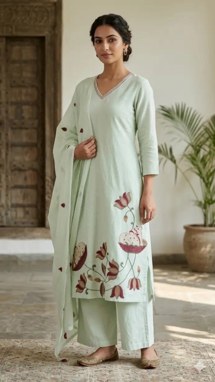 MUL COTTON Embroidery Kurta Set