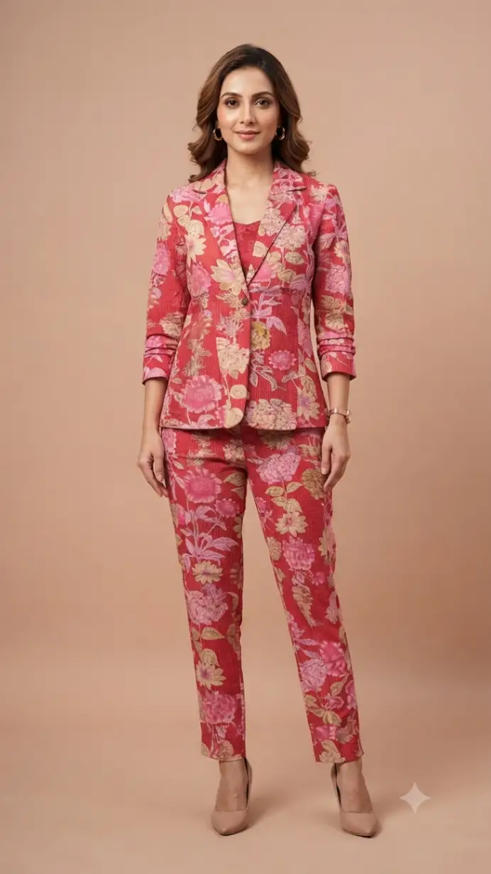 Xl Floral kantha cotton Blazer Set by Shri Ganesh Creation